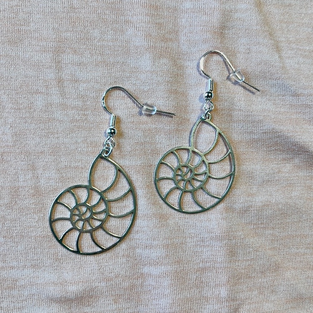 Sterling Silver Nautilus Earrings